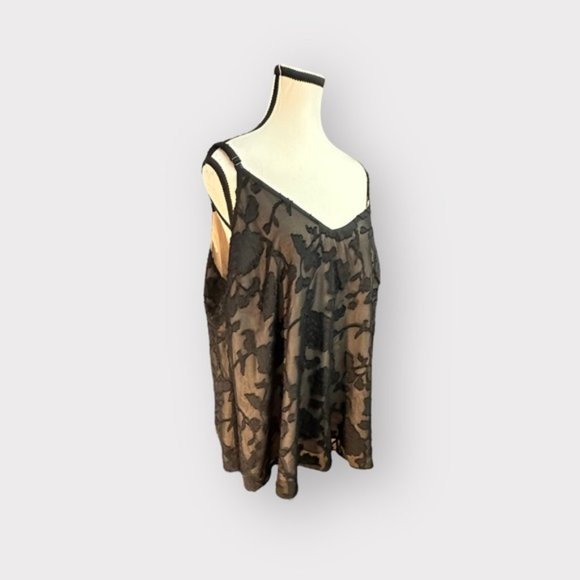 Women’s Torrid 2 Nude Black Lace Sophie Clip Chiffon Swing Cami 2X 2XL XXL - Picture 8 of 13